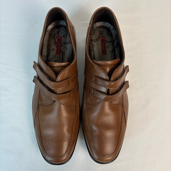 Ecco Light Leather Loafers Low Heel Comfort Derby Shoes Brown Sz US 8-8.5 EU 39 - Picture 6 of 15